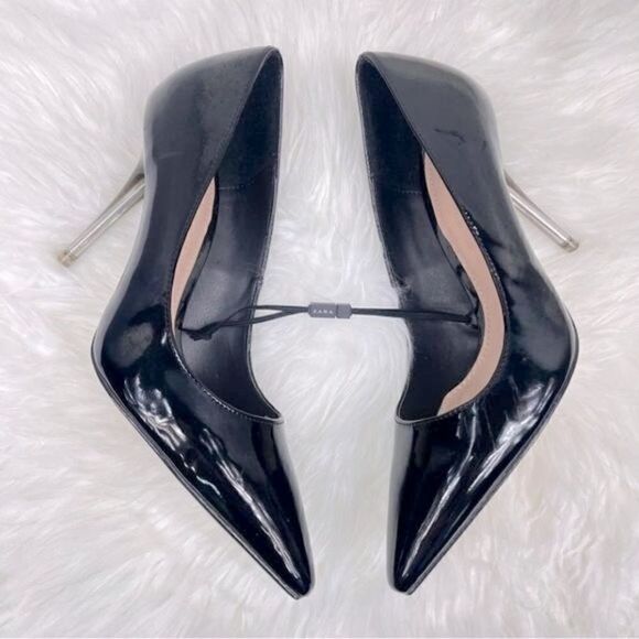 Zara | patent leather pointy toe stilettos size 36, black w ombré 3 1/2” heel. - Picture 9 of 9
